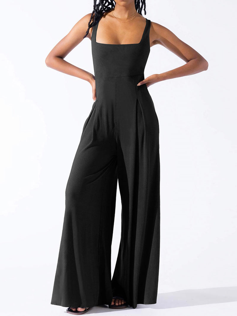 Joy Square Neck Wide Strap Jumpsuit