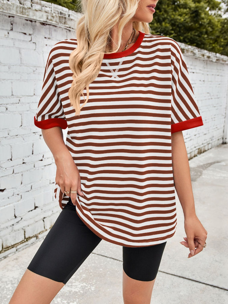 Tanya Lovelet Striped Round Neck Half Sleeve T-Shirt