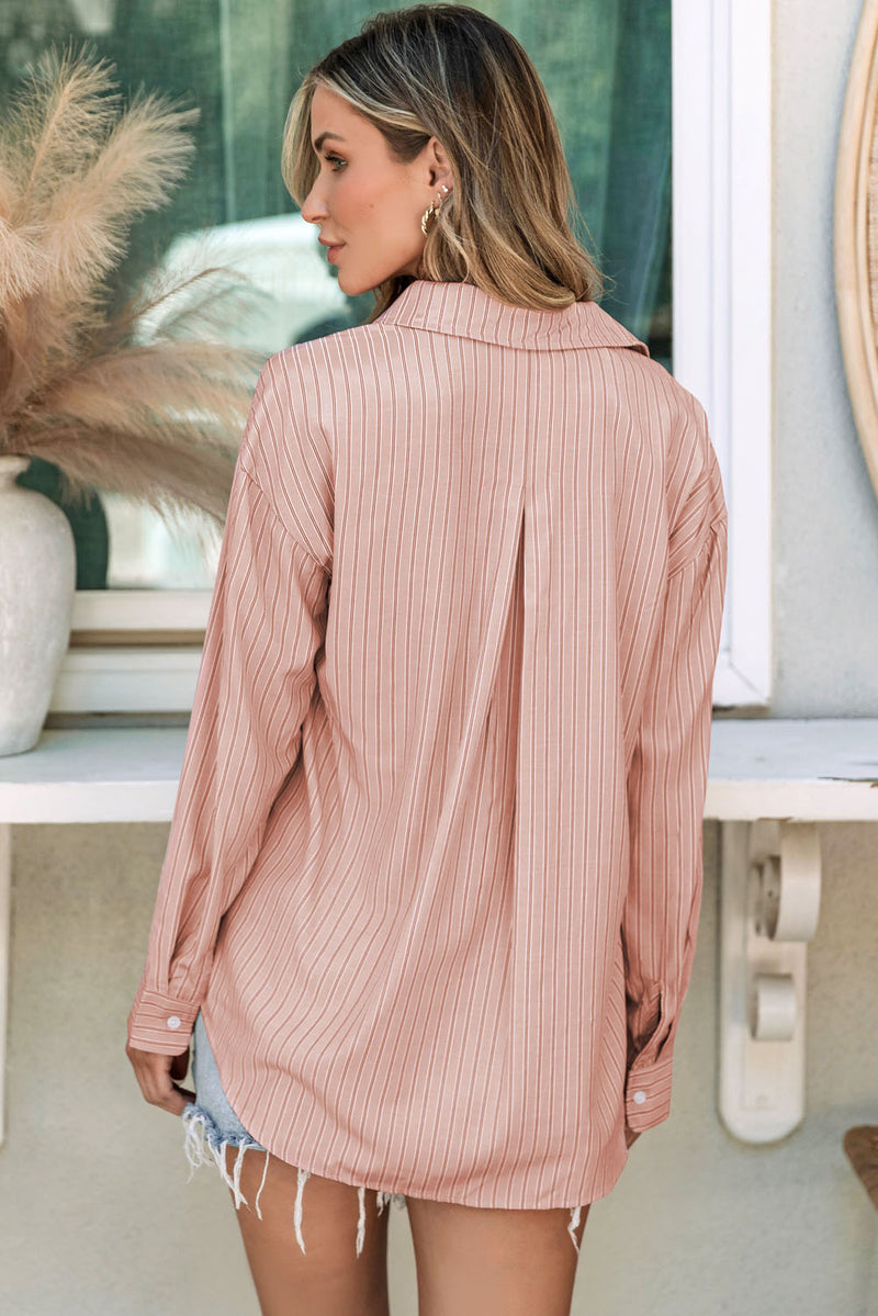 Giselle Striped Button Up Long Sleeve Shirt