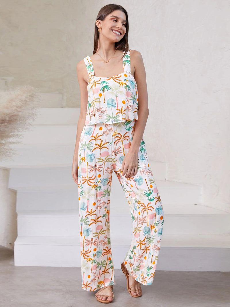 Adalee Printed Wide Strap Top and Pants Set