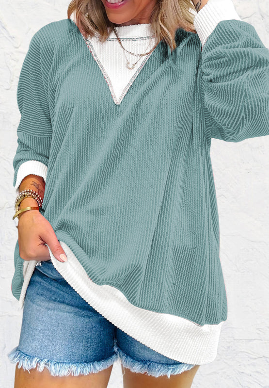 Jasmine Contrast Round Neck Long Sleeve Sweatshirt