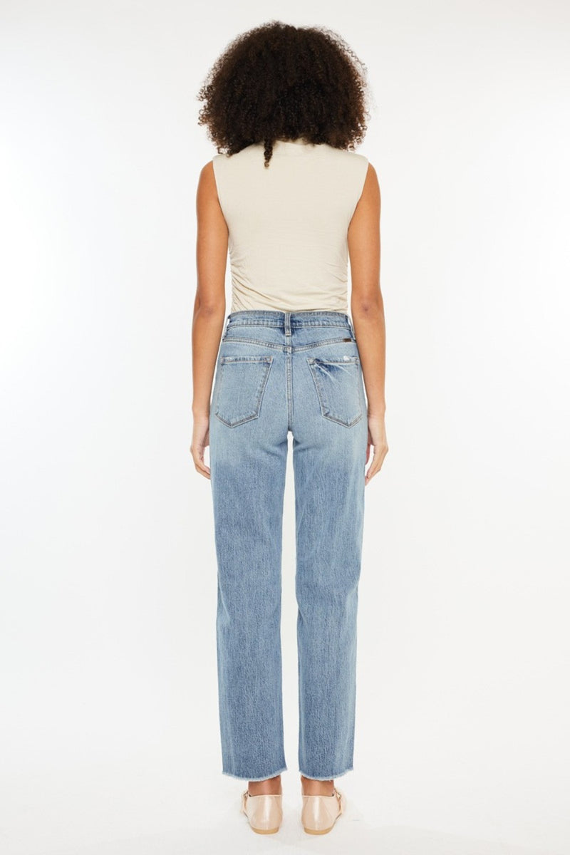 Collin Kancan Ultra High Rise Distressed Straight Jeans