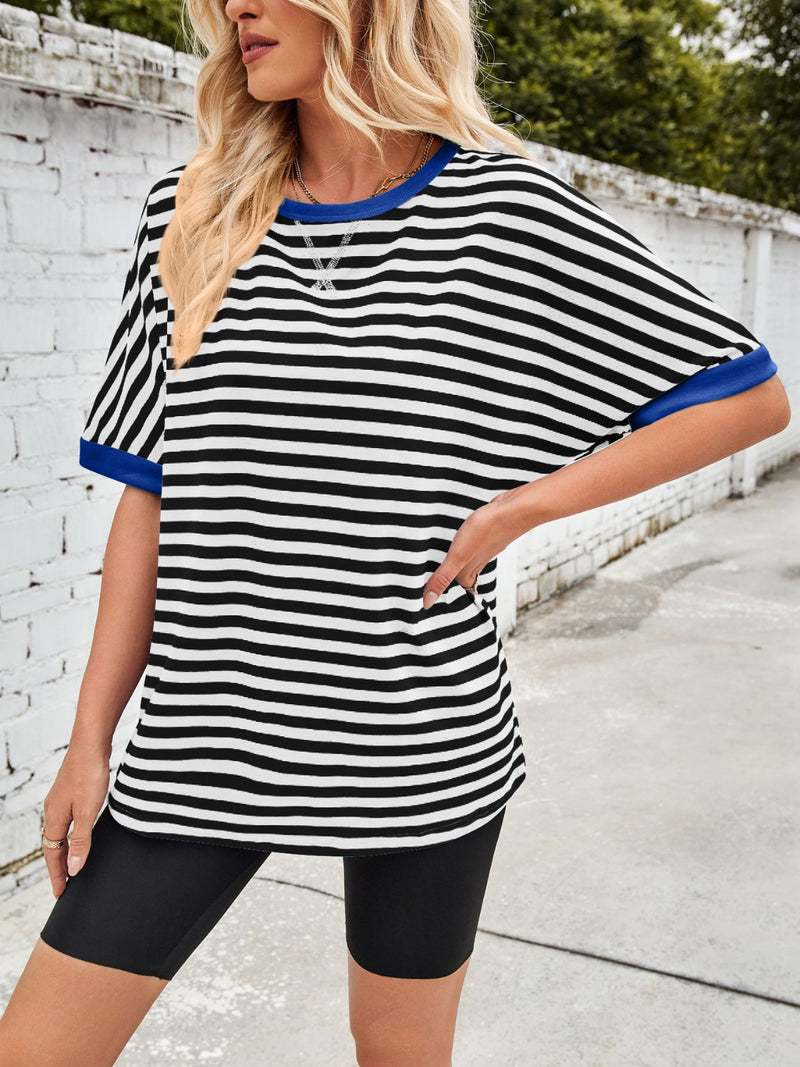 Tanya Lovelet Striped Round Neck Half Sleeve T-Shirt