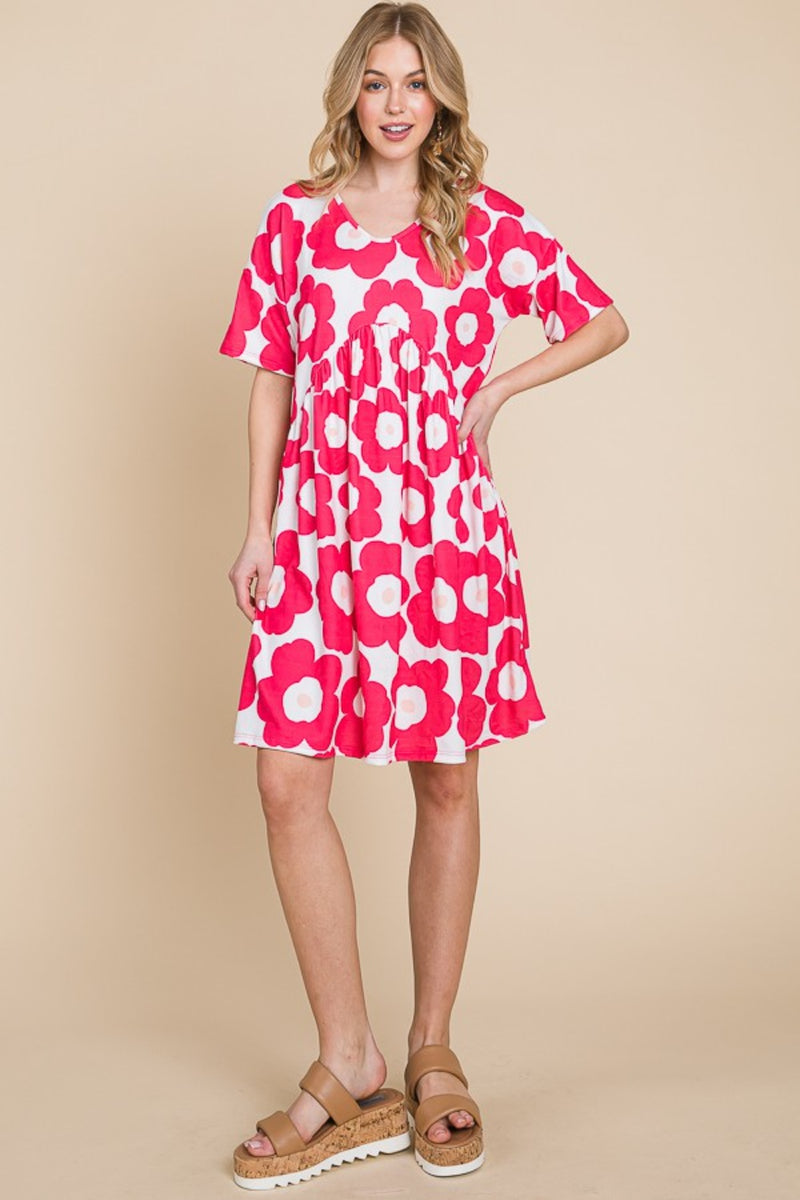 Astrid Flower Print Ruched Dress