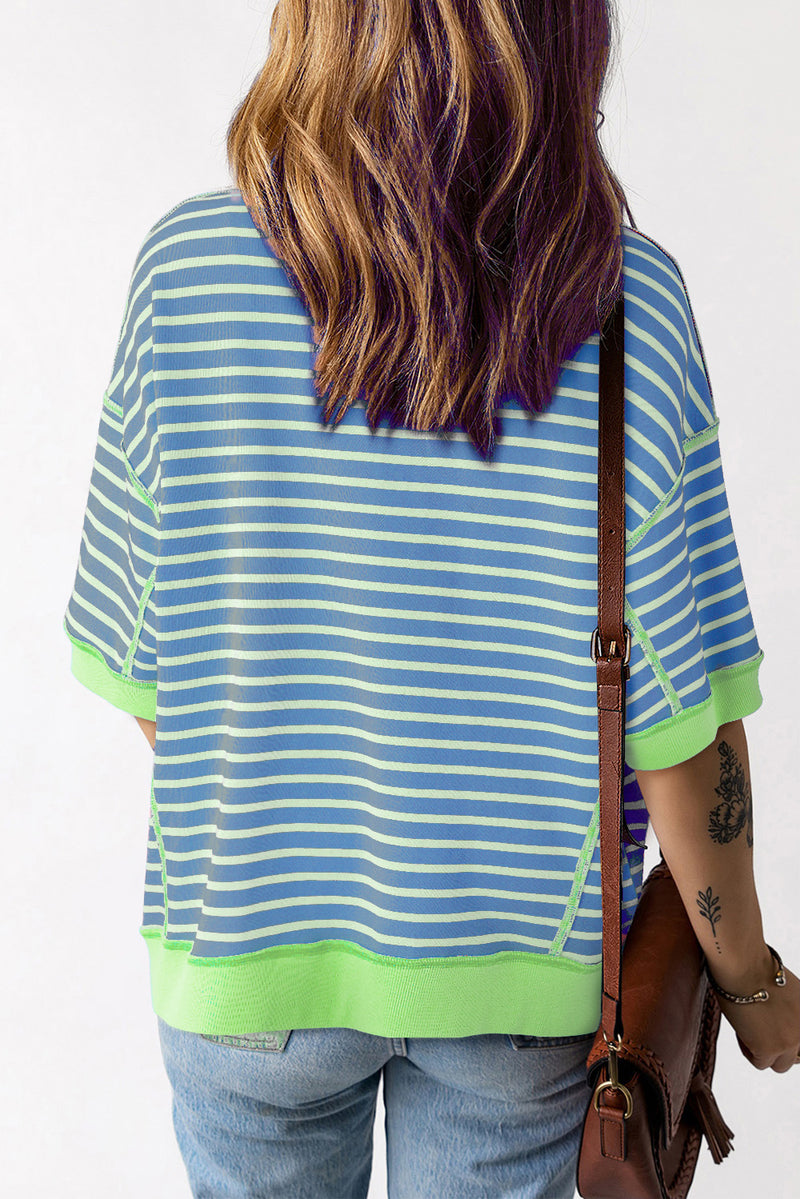 Lisa Striped Round Neck Half Sleeve T-Shirt