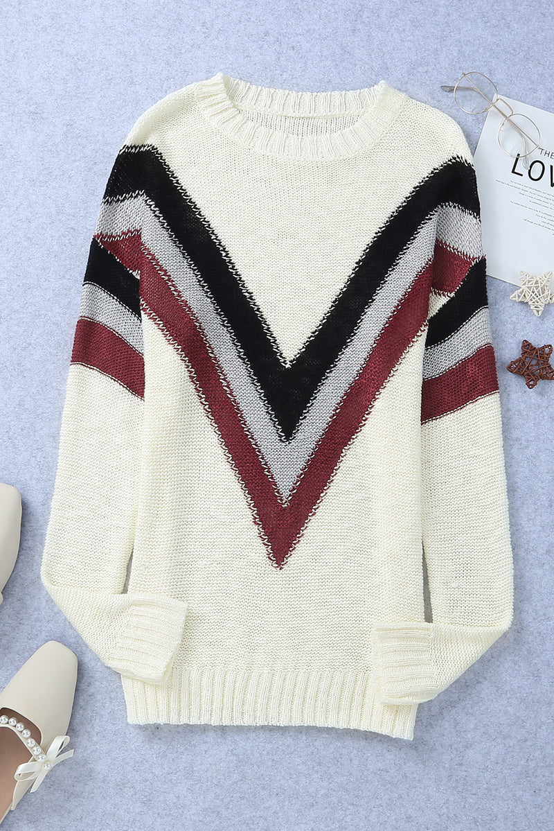 Amy Contrast Dropped Shoulder Long Sleeve Sweater