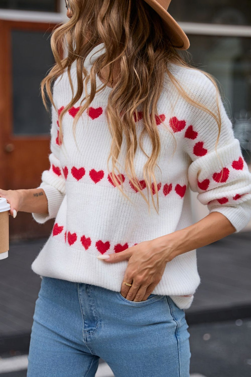 Charlie Heart Round Neck Long Sleeve Sweater