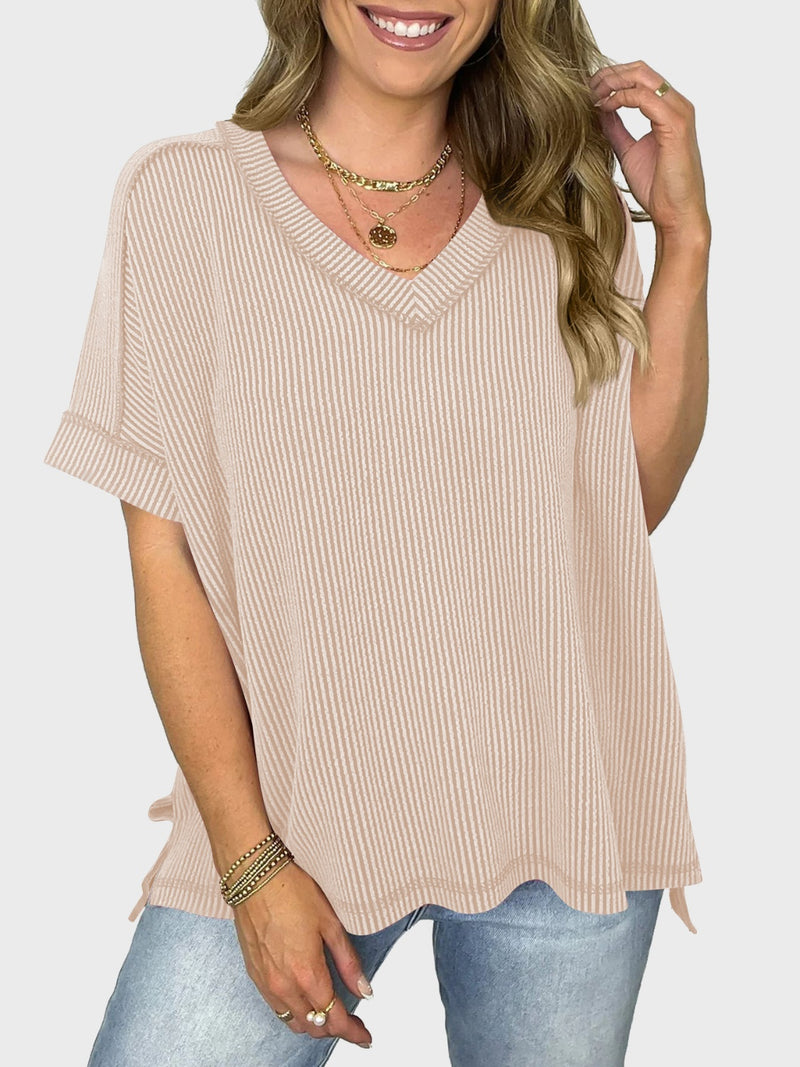 Dani Lovelet Texture V-Neck Half Sleeve T-Shirt