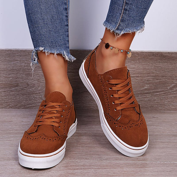 Taya Suede Lace-Up Flat Sneakers