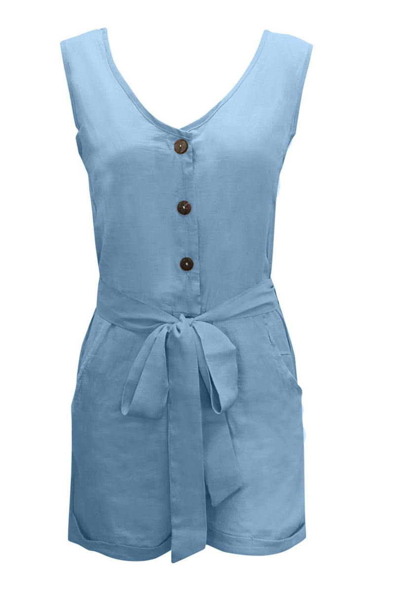 Holland Full Size Tied V-Neck Sleeveless Romper with Pockets