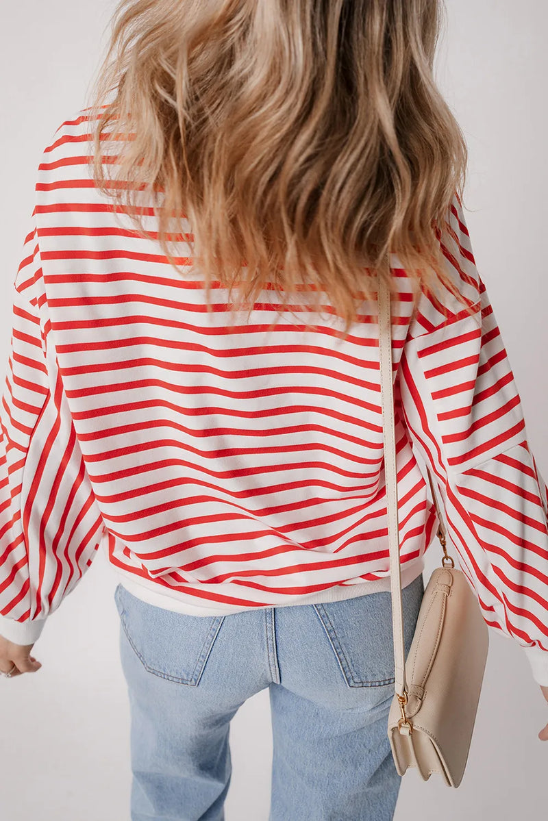 Daria Striped Dropped Shoulder Long Sleeve Sweatshirt