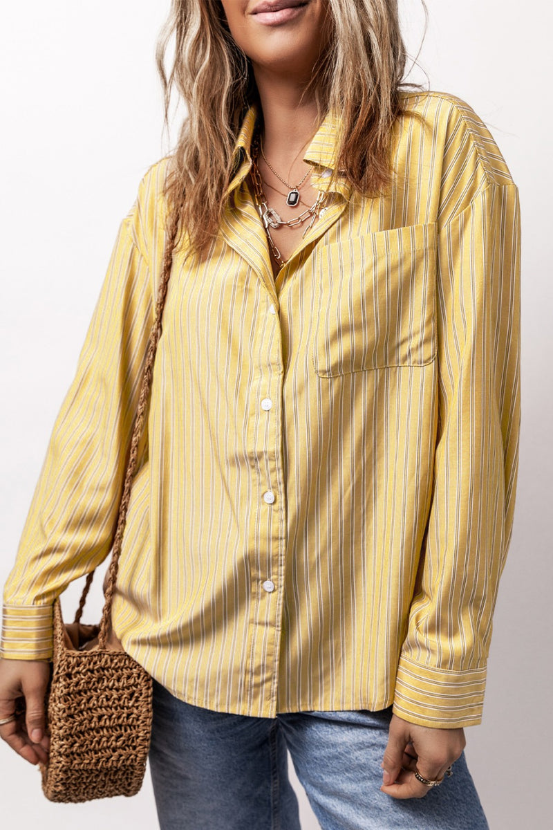 Giselle Striped Button Up Long Sleeve Shirt