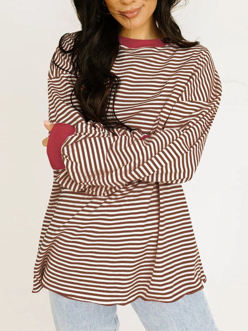 Contrast Striped Long Sleeve Sweatshirt