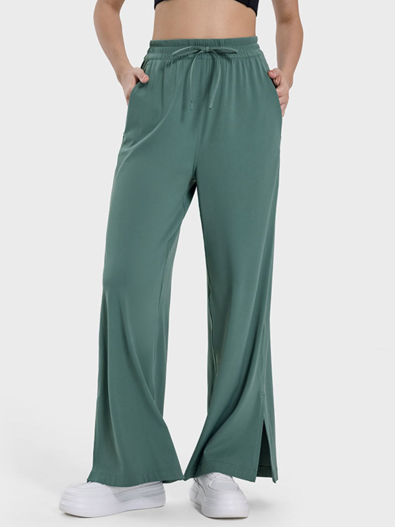 Rose Slit Wide Leg Active Pants