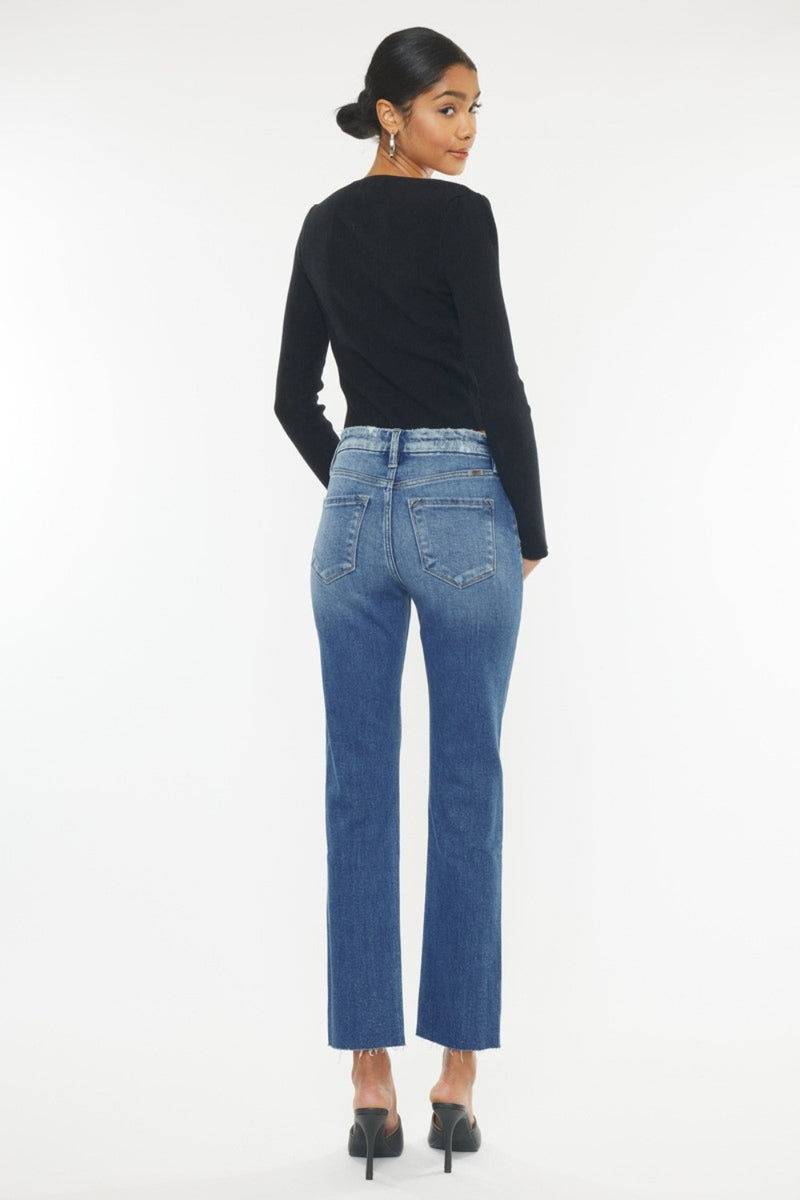 Maya Kancan High Rise Wide Waistband Slim Straight Jeans