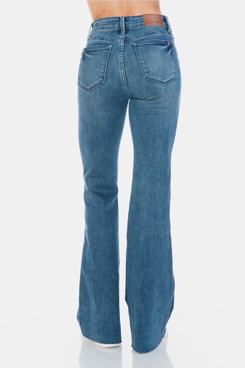 Henrietta Judy Blue Full Size Tummy Control Cut Hem Flare Jeans