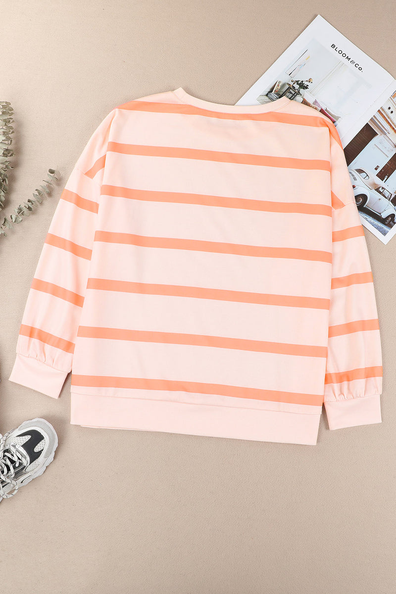 Alexis Striped Round Neck Long Sleeve Sweatshirt