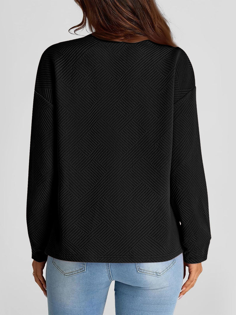 Jennie Full Size Texture Round Neck Long Sleeve Sweatshirt