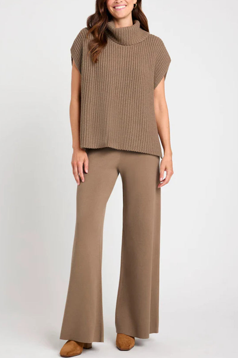 Alden Slit Turtleneck Cap Sleeve Sweater