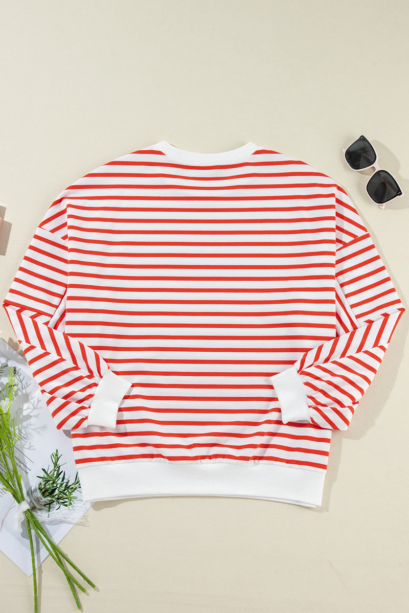 Daria Striped Dropped Shoulder Long Sleeve Sweatshirt