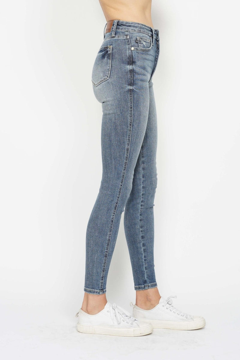 Tommy Judy Blue Full Size Tummy Control Contrast Wash Skinny Jeans