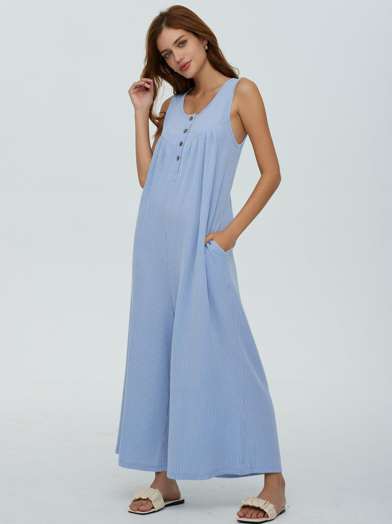 Sawyer Round Neck Wide Strap Jumpsuit