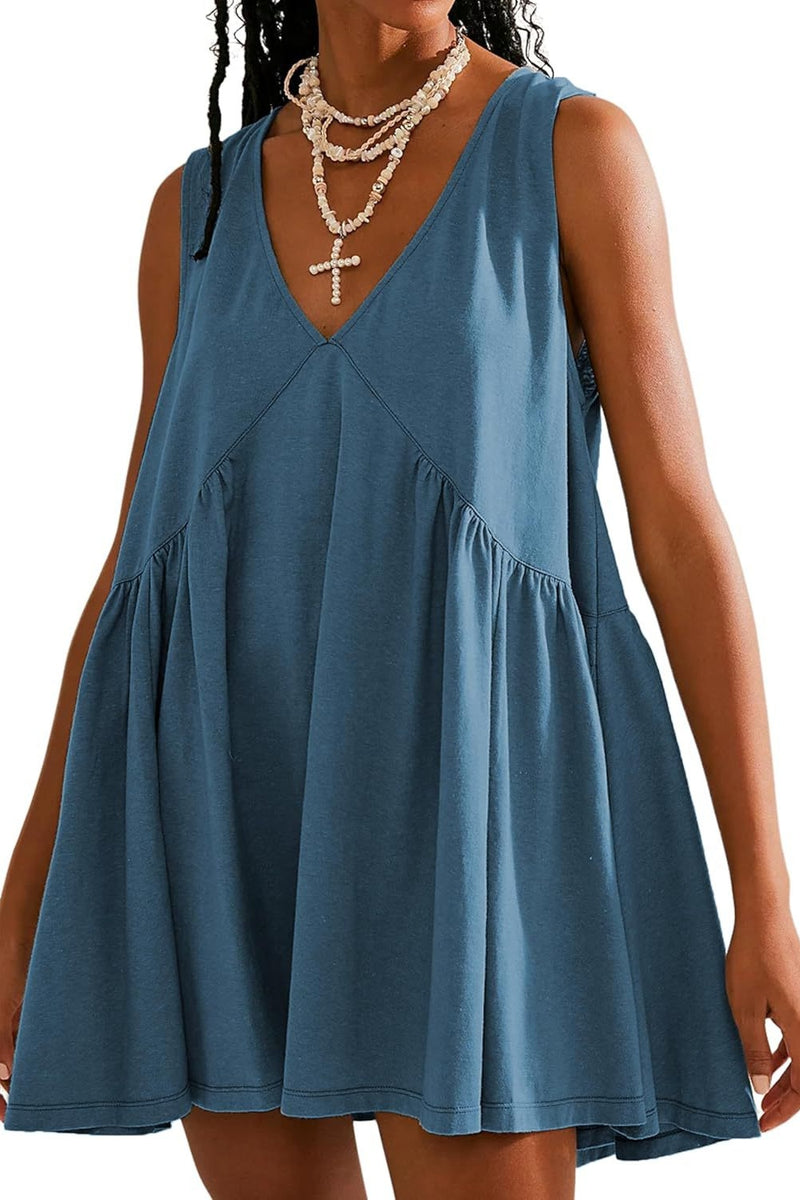 Tanner Plunge Wide Strap Mini Tank Dress