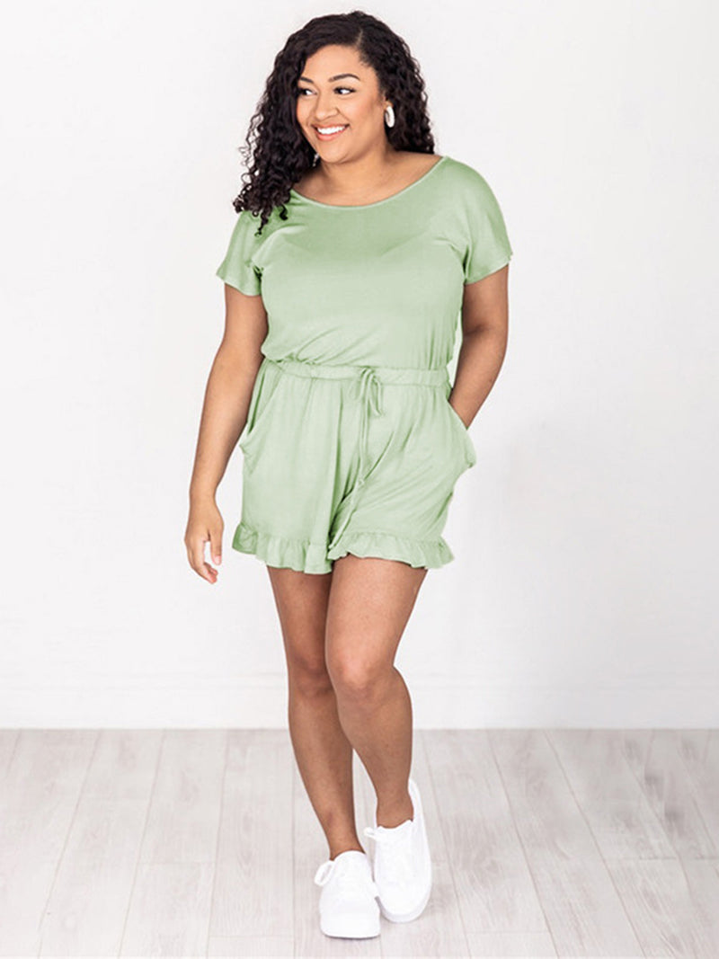 Talia Ruffled Boat Neck Short Sleeve Romper