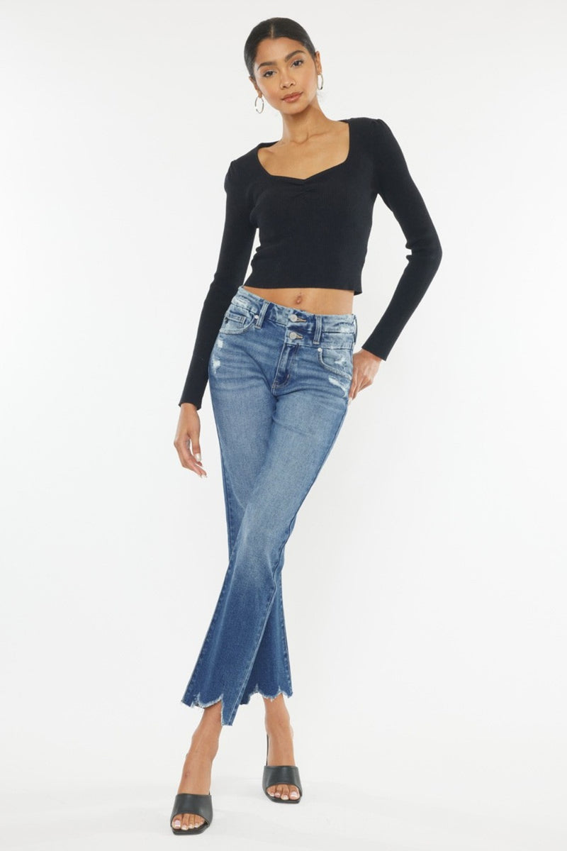 Maya Kancan High Rise Wide Waistband Slim Straight Jeans