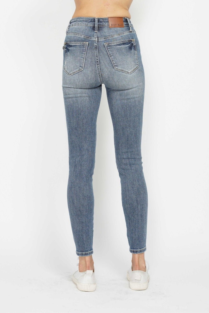 Tommy Judy Blue Full Size Tummy Control Contrast Wash Skinny Jeans