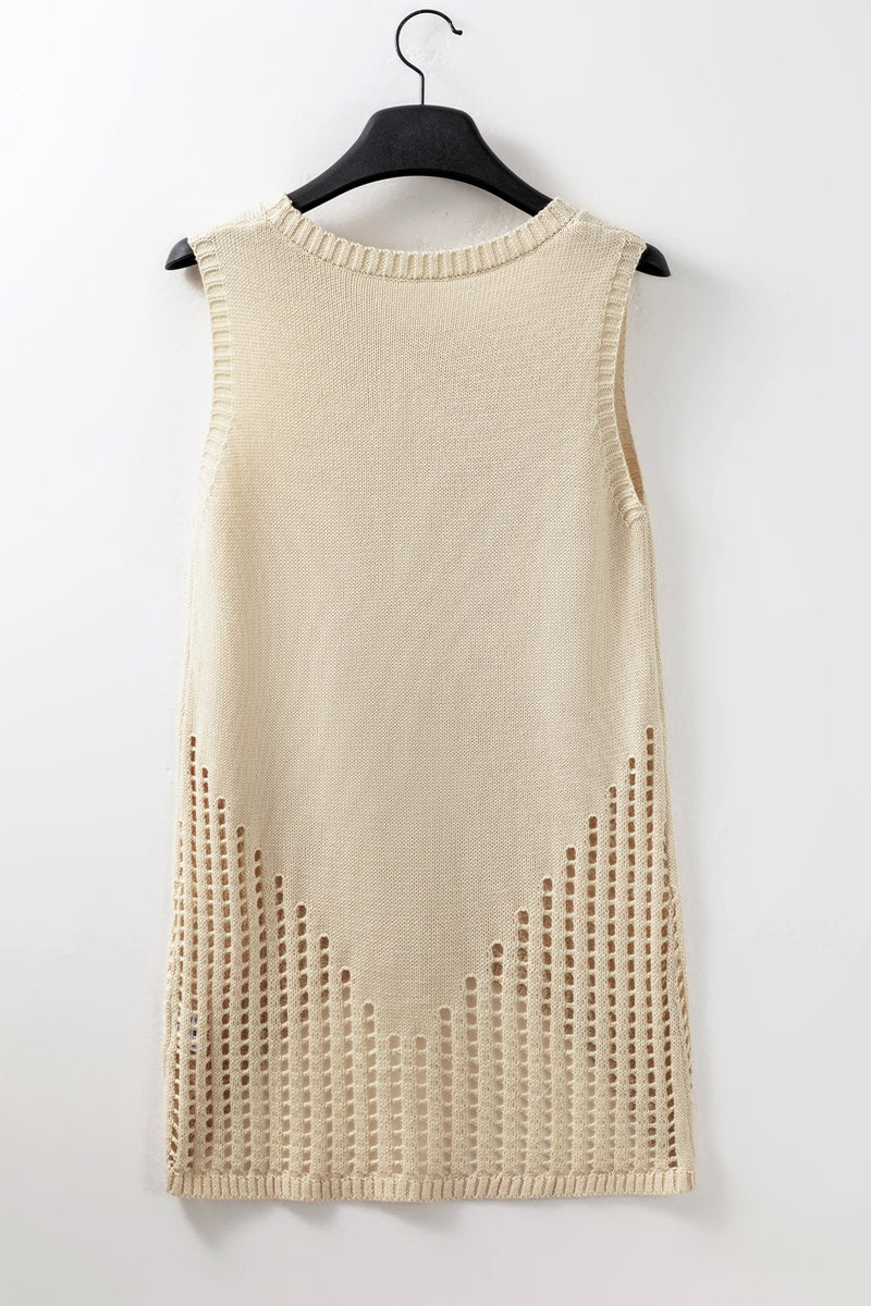 Zoya Openwork Round Neck Knit Vest