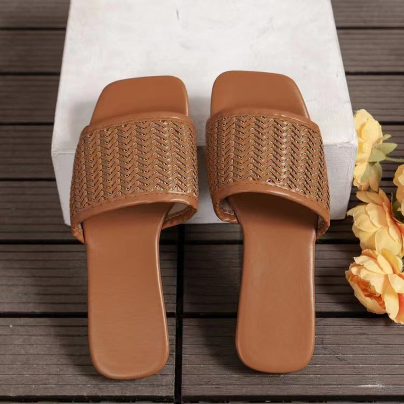 Blaire Rattan Woven Flat Sandals