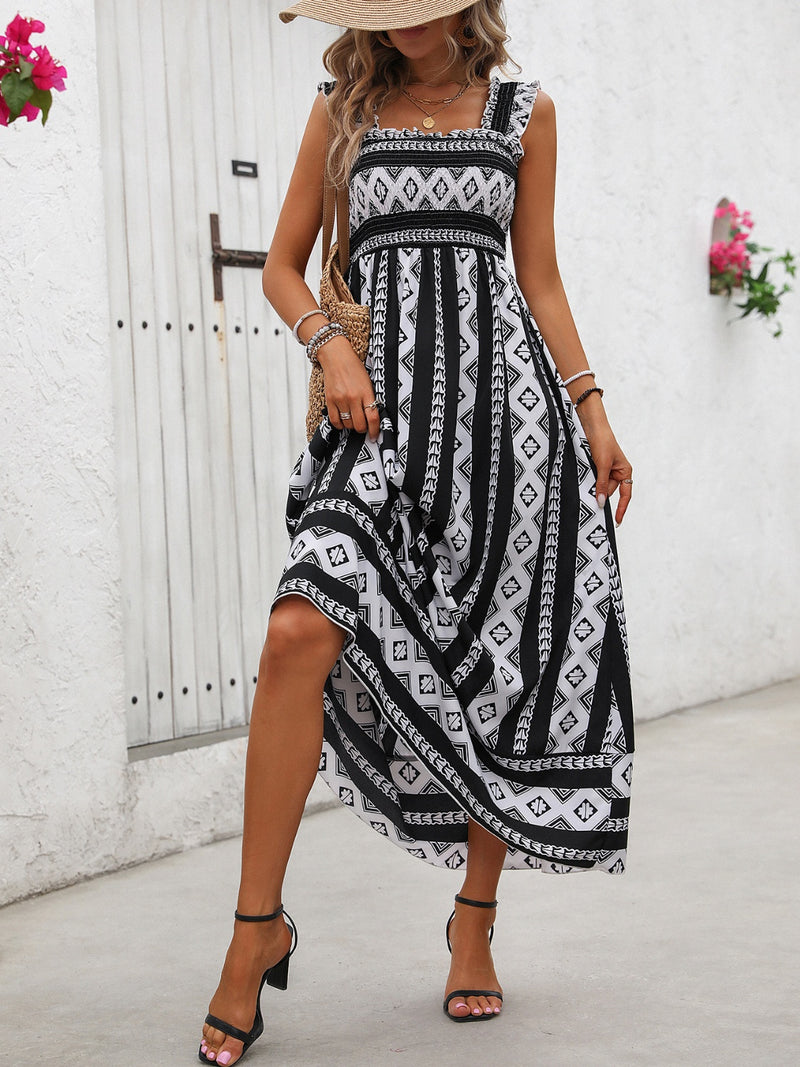 Sullivan Printed Square Neck Wide Strap Cami Dress