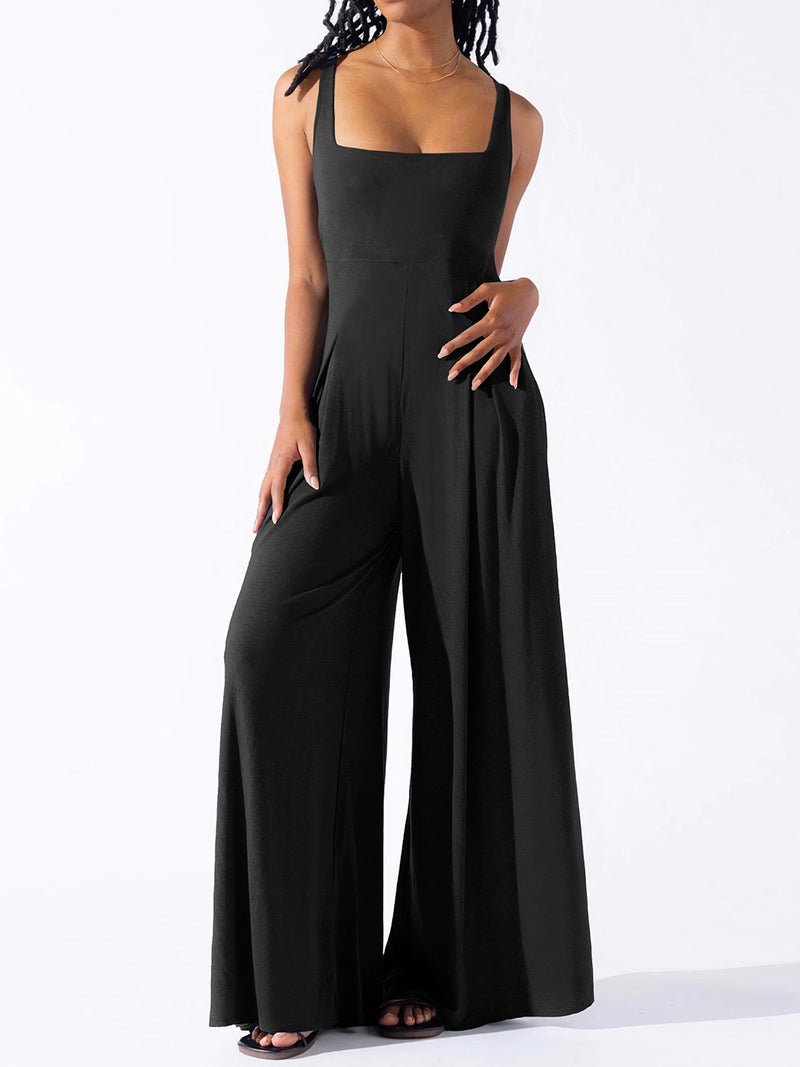 Joy Square Neck Wide Strap Jumpsuit