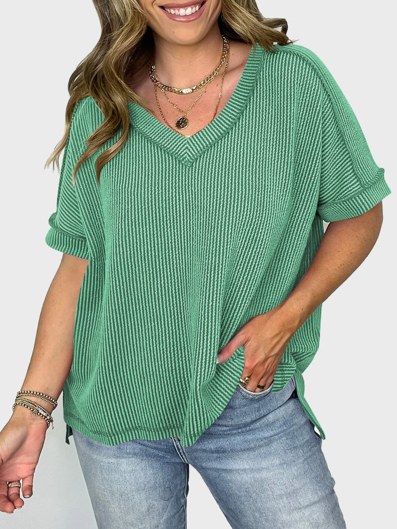 Dani Lovelet Texture V-Neck Half Sleeve T-Shirt