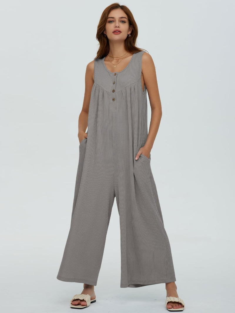 Sawyer Round Neck Wide Strap Jumpsuit