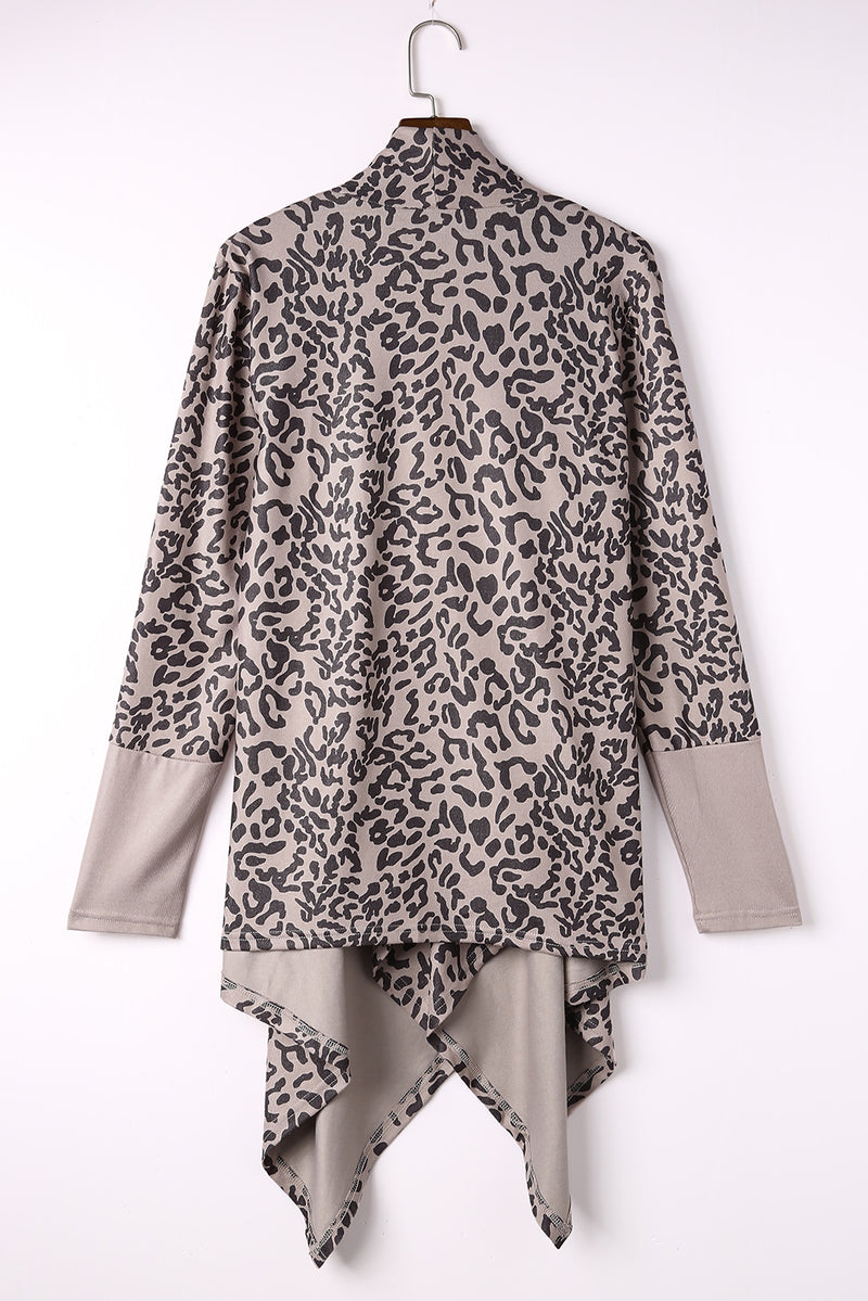 Brighton Leopard Open Front Long Sleeve Cover-Up