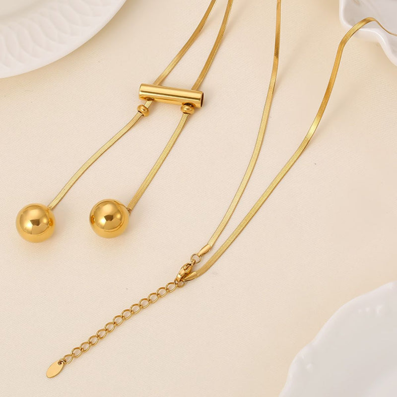 Hollie 18K Gold-Plated Titanium Steel Hollow Bead Necklace