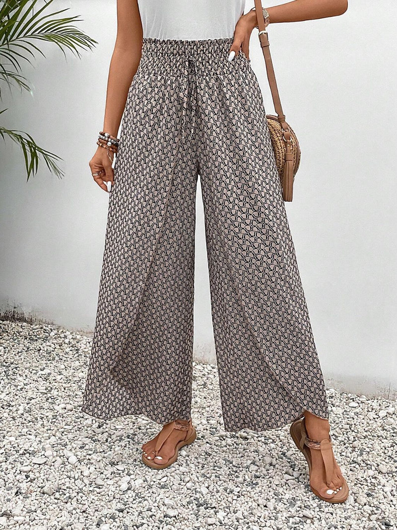 Tally Tied Printed Wide Leg Pants