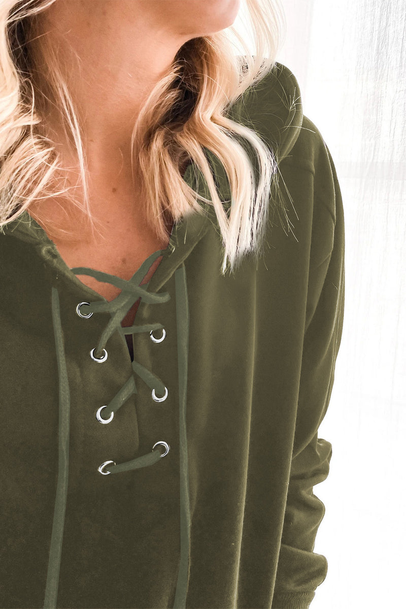 Macy Lace-Up Dropped Shoulder Hoodie