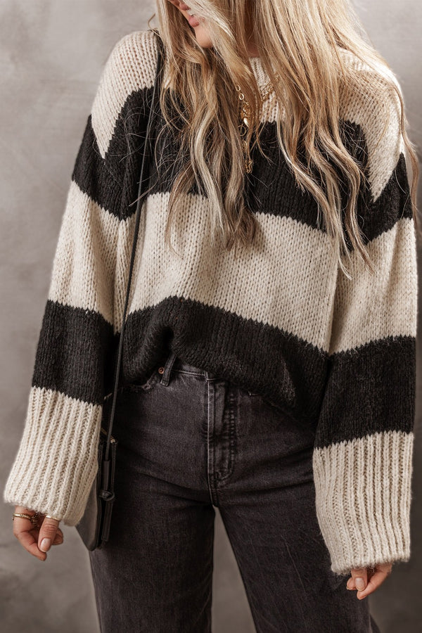 Brittany Color Block Round Neck Sweater