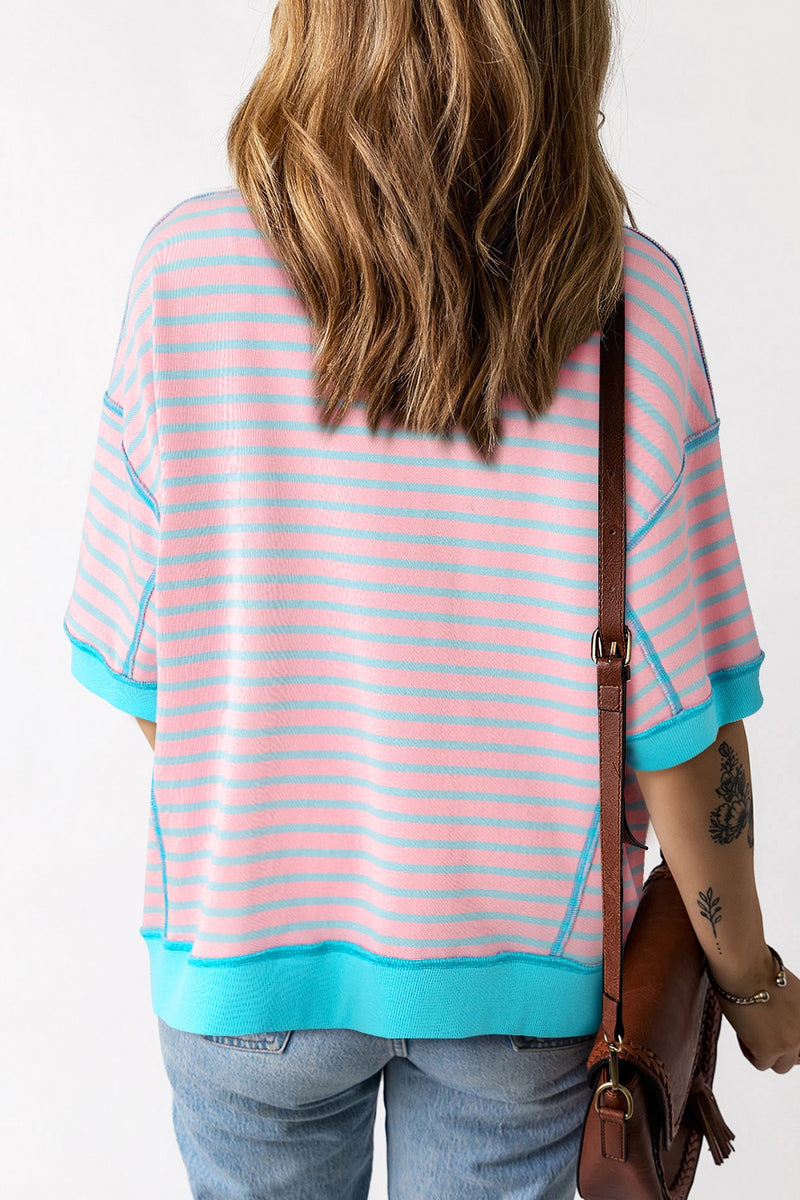 Calla Striped Round Neck Half Sleeve T-Shirt