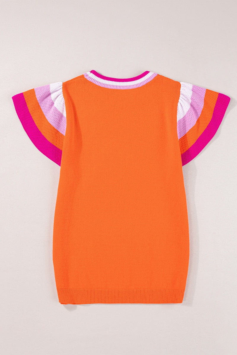 Blaire Color Block Round Neck Knit Top