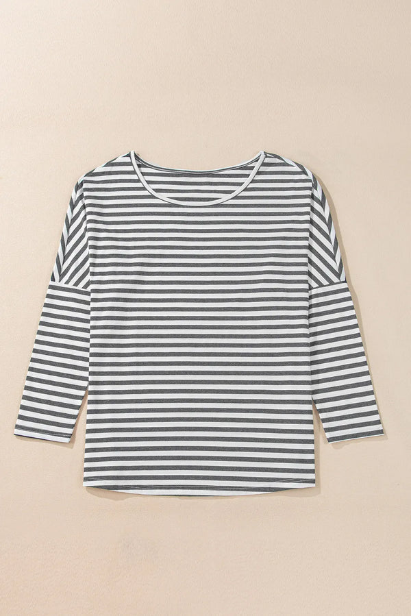 Lulu Striped Round Neck Long Sleeve Top