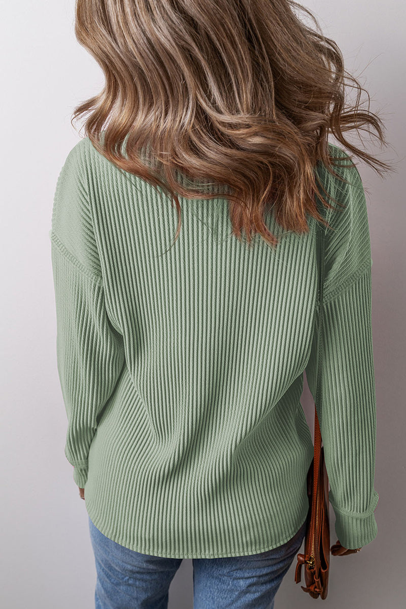 Colette Pocketed Round Neck Long Sleeve Top