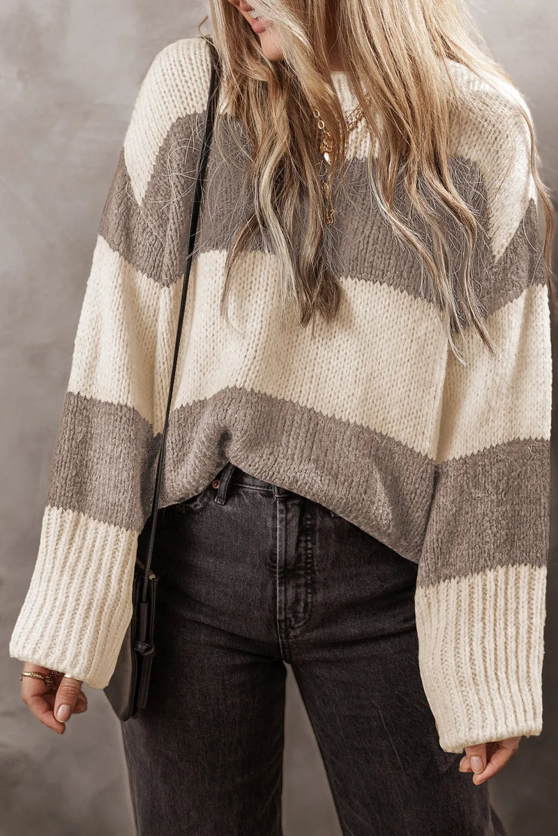 Brittany Color Block Round Neck Sweater