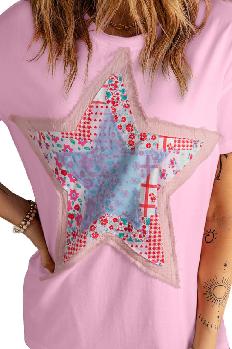 Betsy Star Round Neck Short Sleeve T-Shirt