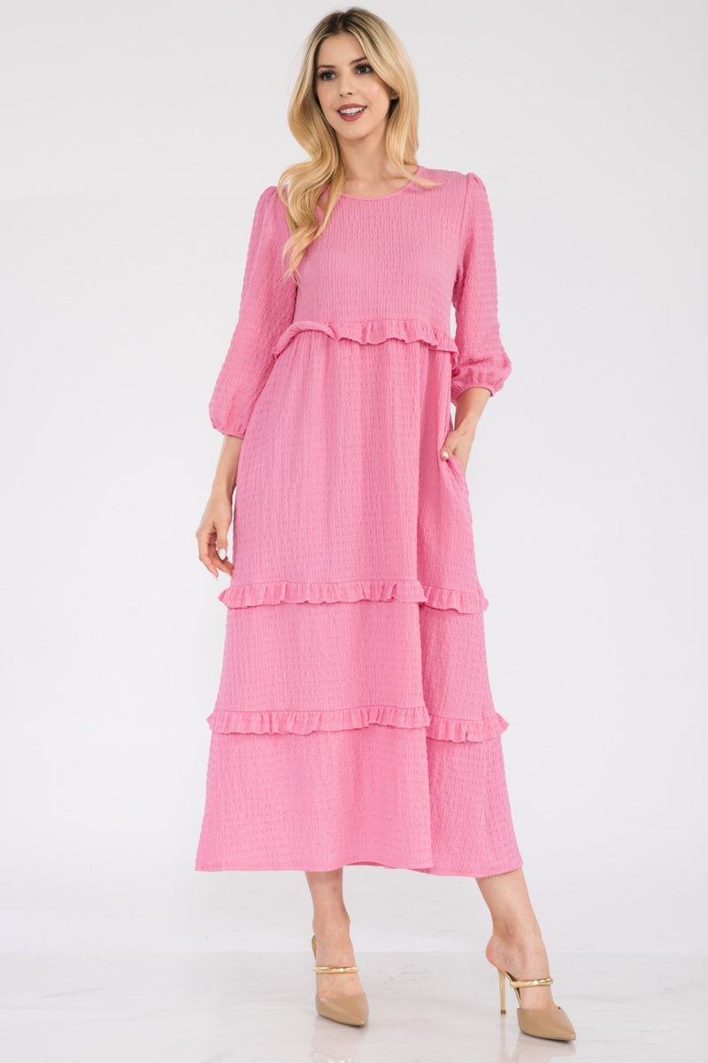 Kylie Full Size Tiered-Ruffle Midi Dress