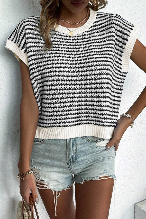 Sandy Striped Round Neck Sweater Vest