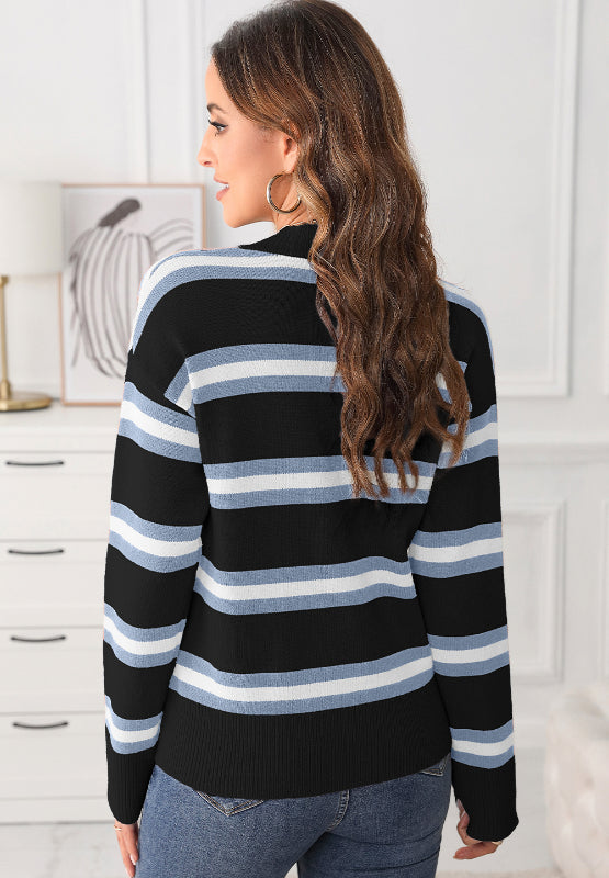 Jada Striped Button Down Long Sleeve Cardigan